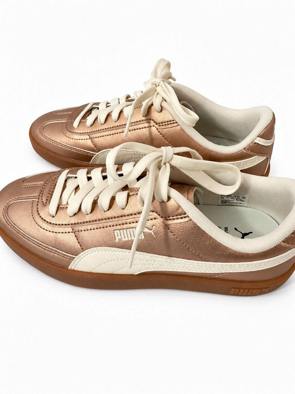 PUMA Speedcat Metallic Sneakers in Brown & White for women size 8.5